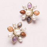 Rose Quartz Floral Stud Earrings (Cindy Selected)