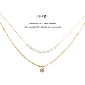 Pearl - POWER STONE DOUBLE-LAYERED NECKLACE