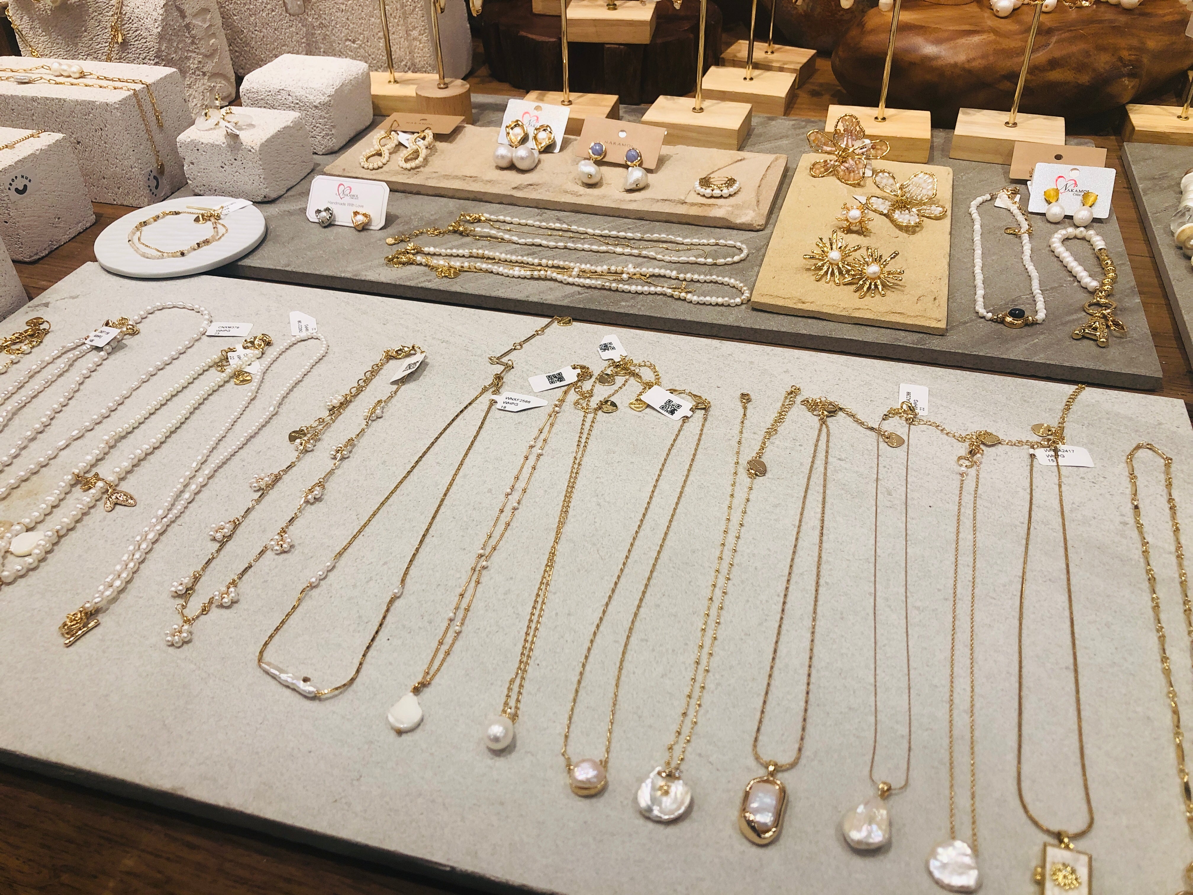 Nakamol Bangkok wholesale showroom with handmade earrings bracelets and necklaces
