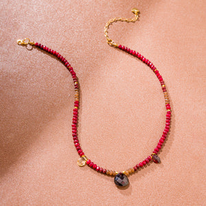 BLACK GARNET BEADED NECKLACE