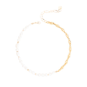 PEARL & TEXTURED CHAIN NECKLACE (Cindy Selected)