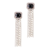 SILVER CHAIN BLACK CRYSTAL WATERFALL EARRING (Cindy Selected)