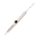 SILVER CHAIN BLACK CRYSTAL BRACELET  (Cindy Selected)