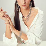 SILVER CHAIN CRYSTAL WATERFALL EARRING (Cindy Selected)