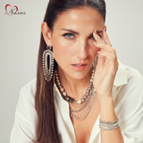 SILVER CHAIN CRYSTAL WATERFALL EARRING (Cindy Selected)
