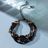 BLACK LAYERED CRYSTAL BRACELET