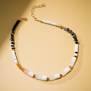 BLACK AND WHITE STONE NECKLACE