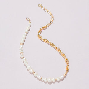 PEARL & TEXTURED CHAIN NECKLACE (Cindy Selected)