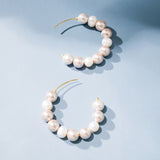 WHITE PEARL HOOP EARRINGS