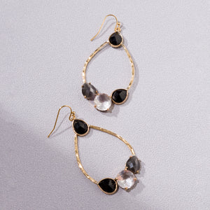 BLACK GEM TEARDROP EARRING