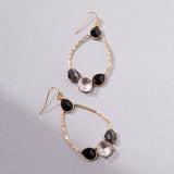 BLACK GEM TEARDROP EARRING