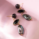 BLACK PEARL STONE EARRING