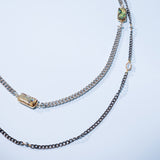 Gunmetal Double Chain Pearl Necklace