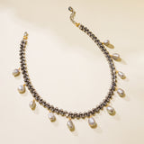 RHINESTONE CHAIN PEARL NECKLACE