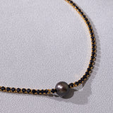 PEARL BEAD CRYSTAL CHAIN NECKLACE