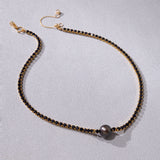 PEARL BEAD CRYSTAL CHAIN NECKLACE