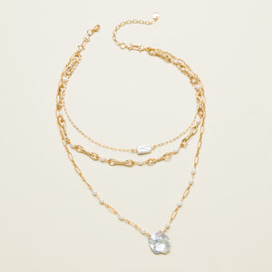 PEARL AND CRYSTAL LAYERED NECKLACE (Cindy Selected)