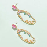 FUSCHIA MIX OVAL EARRINGS