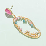 FUSCHIA MIX OVAL EARRINGS