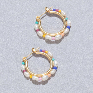 PEARL HUGGIE EARRINGS