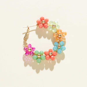 Floral Bead Hoop Earrings