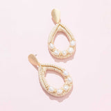 TEARDROP RATTAN PEARL EARRINGS