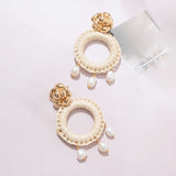 GEO RATTAN DROP EARRINGS